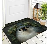 ALTCIRNMD Tappetino Entrata Blu-Verde Cinciarella Zerbino Dipinto Ad Olio Di Animali Zerbini Di Benvenuto Per Cucina Interno Terrazzo Posteriori Esterno Porte Anteriori La Casa,80X120Cm