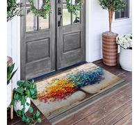 ALTCIRNMD Tappetino Entrata Rosso Blu Albero Delle Farfalle Zerbino Piante Di Graffiti Zerbini Di Benvenuto Per Cucina Interno Terrazzo Posteriori Esterno Porte Anteriori La Casa,60X90Cm