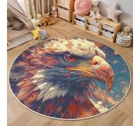 ALTCIRNMD Tappeto Colore Aquila Colorata 3D Rotondo Soggiorno,Animali Pixel Fantasiatappeto Con Motivo Stampato,Tappetino Decorazioni Per La Casa,Antiscivolo Zerbino,140Cm