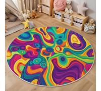 ALTCIRNMD Tappeto Da Gioco Bambini Stampato In 3D Rotondo Colore Vortice Astratto Area Giochi Arte Dell'Illusione Per La Casa Cameretta Soggiorno Divano Sala Da Pranzo Grande,200Cm