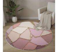 ALTCIRNMD Tappeto Da Gioco Bambini Stampato In 3D Rotondo Rosa Linee Di Frattura Area Giochi Geometria Di Lusso Leggero Per La Casa Cameretta Soggiorno Divano Sala Da Pranzo Grande, 100Cm