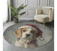 ALTCIRNMD Tappeto Da Gioco Bambini Stampato In 3D Rotondo Rosso Beagle Di Natale Area Giochi Dipinto Ad Olio Di Animali Per La Casa Cameretta Soggiorno Divano Sala Da Pranzo Grande,160Cm