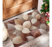 ALTCIRNMD Tappeto D'Ingresso Beige Marrone Foglie Autunnali A Strati 3D Semplice Ed Elegante Zerbino Antiscivolo 70X100Cm Elegante Tappetino Per Giardino Porta Anteriore E Posteriore Corridoio