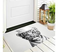 ALTCIRNMD Tappeto D'Ingresso Bianco Grigiastro Tigre Di Carta Igienica 3D Animali Individuali Zerbino Antiscivolo 90X150Cm Elegante Tappetino Per Giardino Porta Anteriore E Posteriore Corridoio