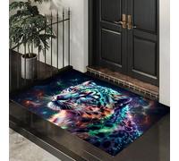 ALTCIRNMD Tappeto D'Ingresso Blu Splendido Leopardo Delle Nevi 3D Animali Fantastici Zerbino Antiscivolo 50X80Cm Elegante Tappetino Per Giardino Porta Anteriore E Posteriore Corridoio