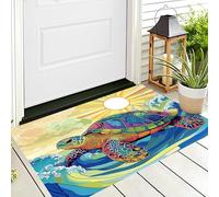 ALTCIRNMD Tappeto D'Ingresso Colore Tartarughe Marine 3D Animali Giapponesi Zerbino Antiscivolo 80X120Cm Elegante Tappetino Per Giardino Porta Anteriore E Posteriore Corridoio