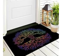 ALTCIRNMD Tappeto D'Ingresso Colori Dell'Arcobaleno Albero Colorato 3D Piante Astratte Zerbino Antiscivolo 90X150Cm Elegante Tappetino Per Giardino Porta Anteriore E Posteriore Corridoio