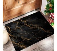 ALTCIRNMD Tappeto D'Ingresso Nero Marmo Screpolato 3D Estetica Moderna Zerbino Antiscivolo 40X60Cm Elegante Tappetino Per Giardino Porta Anteriore E Posteriore Corridoio