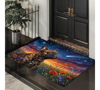 ALTCIRNMD Tappeto D'Ingresso Rosso Verde Bulldog Color Rosa 3D Illustrazioni Romantiche Zerbino Antiscivolo 70X100Cm Elegante Tappetino Per Giardino Porta Anteriore E Posteriore Corridoio