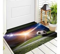 ALTCIRNMD Tappeto D'Ingresso Verde Campo Da Football Flash 3D Sport Competitivi Zerbino Antiscivolo 70X100Cm Elegante Tappetino Per Giardino Porta Anteriore E Posteriore Corridoio