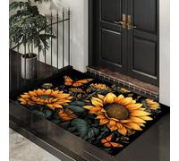 ALTCIRNMD Tappeto Farfalla Girasole Zerbino Da Interno Ed Esterno Illustrazioni Botaniche Senza Fondo Antiscivolo Tappetino Di Benvenuto Per Porta D'Ingresso Cucina Soggiorno, 70X100Cm