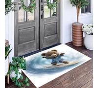 ALTCIRNMD Tappeto Orso Sulla Tavola Da Surf Zerbino Da Interno Ed Esterno Animali Dei Cartoni Animati Senza Fondo Antiscivolo Tappetino Di Benvenuto Per Porta D'Ingresso Cucina Soggiorno,80X120Cm