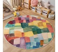 ALTCIRNMD Tappeto Salotto Rotondo 160Cm Geometria Solida,Decorazioni Per Interni Tappeti Paesaggio Astratto Stampato In 3D Materassini Scendiletto Soggiorno Grandi Tappetini Gioco,Colore