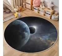 ALTCIRNMD Tappeto Salotto Rotondo 160Cm Pianeti Dell'Universo,Decorazioni Per Interni Tappeti Paesaggio Da Sogno Stampato In 3D Materassini Scendiletto Soggiorno Grandi Tappetini Gioco,Blu