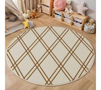ALTCIRNMD Tappeto Salotto Rotondo 200Cm Strisce Di Diamante,Decorazioni Per Interni Tappeti Disegno Al Tratto Stampato In 3D Materassini Scendiletto Soggiorno Grandi Tappetini Gioco,Bianco