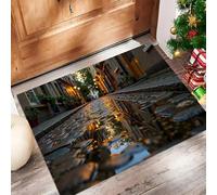 ALTCIRNMD Tappeto Vicoli E Strade Dopo La Pioggia Zerbino Da Interno Ed Esterno Architettura Europea Senza Fondo Antiscivolo Tappetino Di Benvenuto Per Porta D'Ingresso Cucina Soggiorno, 40X60Cm