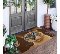 ALTCIRNMD Zerbino Colore Arancione Gatto Di Linea 80X120Cm Per Interni,Antiscivolo E Lavabile In Lavatrice,Tappeto Da Ingresso Stile Animali Illustrati,Pelo Basso E Antipelo Per Porta D’Ingresso