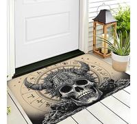 ALTCIRNMD Zerbino Di Benvenuto 50X80Cm Grigio Beige Teschio Con Elmo Antiscivolo Morbido E Accogliente,Simboli Scandinavi Per Esterni Interni Ingresso Patio Porte Anteriori E Posteriori