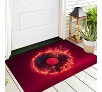 ALTCIRNMD Zerbino Di Benvenuto 50X80Cm Rosso Nero Flame Records Antiscivolo Morbido E Accogliente,Arte Del Fumo Per Esterni Interni Ingresso Patio Porte Anteriori E Posteriori