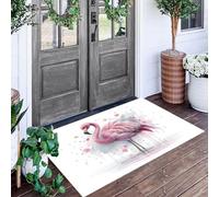 ALTCIRNMD Zerbino Di Benvenuto 60X90Cm Rosso Fenicotteri Sull'Acqua Antiscivolo Morbido E Accogliente,Animali Ad Acquerello Per Esterni Interni Ingresso Patio Porte Anteriori E Posteriori