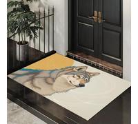 ALTCIRNMD Zerbino Di Benvenuto 70X100Cm Giallo Grigiastro Lupo Di Luna Piena Antiscivolo Morbido E Accogliente,Illustrazione Artistica Per Esterni Interni Ingresso Patio Porte Anteriori E Posteriori