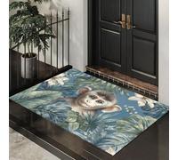 ALTCIRNMD Zerbino Di Benvenuto 80X120Cm Verde Scimmia Dalle Foglie Di Palma Antiscivolo Morbido E Accogliente,Realismo Naturalistico Per Esterni Interni Ingresso Patio Porte Anteriori E Posteriori
