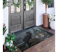 ALTCIRNMD Zerbino Di Benvenuto 90X150Cm Nero Book Raven Antiscivolo Morbido E Accogliente,Animali Gotici Per Esterni Interni Ingresso Patio Porte Anteriori E Posteriori
