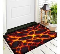 ALTCIRNMD Zerbino Entrata Rosso Giallo Texture Della Lava 3D Arte Dei Cartoni Animati Antiscivolo Per Ingresso Esterno E Interno Camera Da Letto Soggiorno Cucina D'Ingresso Tappetino Casa,50X80Cm