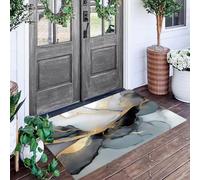ALTCIRNMD Zerbino Grigio-Nero Linee Di Marmo 50X80Cm Per Interni, Antiscivolo E Lavabile In Lavatrice, Tappeto Da Ingresso Stile Inchiostro Ad Alcol, Pelo Basso E Antipelo Per Porta D’Ingresso