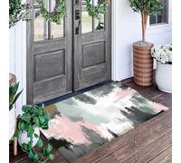 ALTCIRNMD Zerbino Grigio Rosato Schizzi D'Inchiostro 40X60Cm Per Interni, Antiscivolo E Lavabile In Lavatrice, Tappeto Da Ingresso Stile Wabi-Sabi Astratto, Pelo Basso E Antipelo Per Porta D’Ingresso