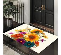 ALTCIRNMD Zerbino Ingresso 40X60Cm, Margherita Di Girasole Botanica Illustrata Tappetino Antiscivolo Lavabile, Asciugapassi Assorbente Per Interno Ed Esterno, Ideale Per Casa E Ufficio, Giallo