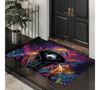 ALTCIRNMD Zerbino Modelli Felpa Con Cappuccio Da Panda, Zerbino Di Benvenuto Tema Stile Graffiti Di Strada, Antiscivolo Tappeto Da Decorazioni Rosso Per Casa Porta D'Ingresso, 60X90Cm