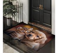 ALTCIRNMD Zerbino Modelli Gatti E Cani Carini,Zerbino Di Benvenuto Tema Animali Realistici,Antiscivolo Tappeto Da Decorazioni Marrone Per Casa Porta D'Ingresso,70X100Cm