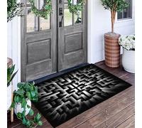 ALTCIRNMD Zerbino Modelli Geometria Del Tunnel, Zerbino Di Benvenuto Tema Futuro Della Tecnologia, Antiscivolo Tappeto Da Decorazioni Bianco E Nero Per Casa Porta D'Ingresso, 80X120Cm