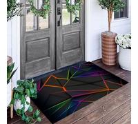 ALTCIRNMD Zerbino Modelli Linee Poligonali, Zerbino Di Benvenuto Tema Tecnologia Informatica, Antiscivolo Tappeto Da Decorazioni Nero Per Casa Porta D'Ingresso, 60X90Cm