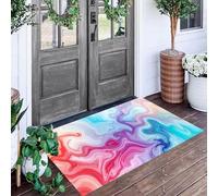 ALTCIRNMD Zerbino Modelli Macarons Fluidi, Zerbino Di Benvenuto Tema Texture Onirica, Antiscivolo Tappeto Da Decorazioni Blu Polvere Per Casa Porta D'Ingresso, 50X80Cm