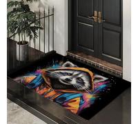 ALTCIRNMD Zerbino Modelli Procione Imbrattato D'Inchiostro, Zerbino Di Benvenuto Tema Stile Graffiti Di Strada, Antiscivolo Tappeto Da Decorazioni Colore Arancione Per Casa Porta D'Ingresso, 40X60Cm