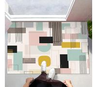 ALTCIRNMD Zerbino Rosa Grigiastro Geometria Lineare 50X80Cm Per Interni,Antiscivolo E Lavabile In Lavatrice,Tappeto Da Ingresso Stile Modernismo,Pelo Basso E Antipelo Per Porta D’Ingresso