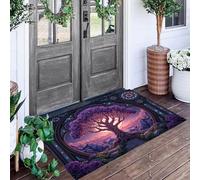 ALTCIRNMD Zerbino Rosa-Viola Albero Del Tramonto 80X120Cm Per Interni,Antiscivolo E Lavabile In Lavatrice,Tappeto Da Ingresso Stile Belle Piante,Pelo Basso E Antipelo Per Porta D’Ingresso