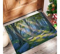 ALTCIRNMD Zerbino Verde Foresta Del Sole 60X90Cm Per Interni, Antiscivolo E Lavabile In Lavatrice, Tappeto Da Ingresso Stile Sogno Di Guarigione, Pelo Basso E Antipelo Per Porta D’Ingresso