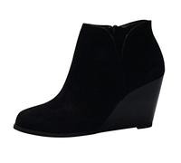 Alte Donne Moda Breve Colore Stivaletti Punta Stivali Da Trekking Stivali di Gomma Scamosciata Lug Sole Cane Walking City Wide Fit Chelsea Comoda Soletta imbottita, Nero , 35.5 EU