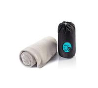 ALTERA LA VITA Coperta da viaggio in pile - calda e morbida - ben comprimibile con borsa - 150 x 130 cm - per viaggi in aereo, treno o auto, per esterni o campeggio, grigio., 150 x 130 cm - 25x15 cm,