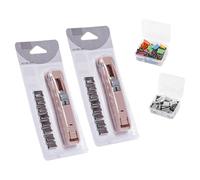 Alternativa alla cucitrice senza perni con spingi-perni compatto, inclusi 2 dispenser e 116 clip per la rilegatura rapida dei documenti Cucitrice portatile per clip per documenti