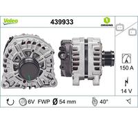 Valeo Alternatore 439933 150 A 14 V 6 alette Ø54 mm rotazione oraria