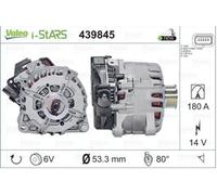 VALEO 439845 Alternatore Amperaggio: 180 Amp Alette: 6 alette Diametro puleggia: 53,3 mm Voltaggio: 14 V Direzione di rotazione: CLOCKWISE