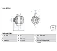 Alternatore BOSCH 0 986 047 490 per MERCEDES-BENZ
