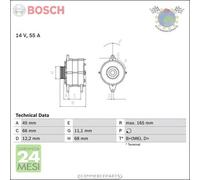 Alternatore Bosch per ABARTH RITMO FIAT CAMPAGNOLA TALENTO FIORINO ARGENTA REGA