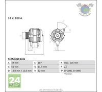 Alternatore Bosch per ALFA ROMEO 156 147 146 145 GT FIAT MULTIPLA STILO PUNTO M