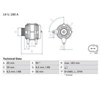 Alternatore Bosch per AUDI A1 1.6 TDI 0 986 045 340