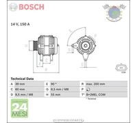 Alternatore Bosch per DACIA DUSTER LODGY RENAULT FLUENCE SCENIC MEGANE LAGUNA K